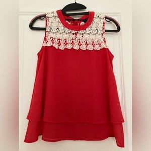 Girl's Red Tie Back Blouse
